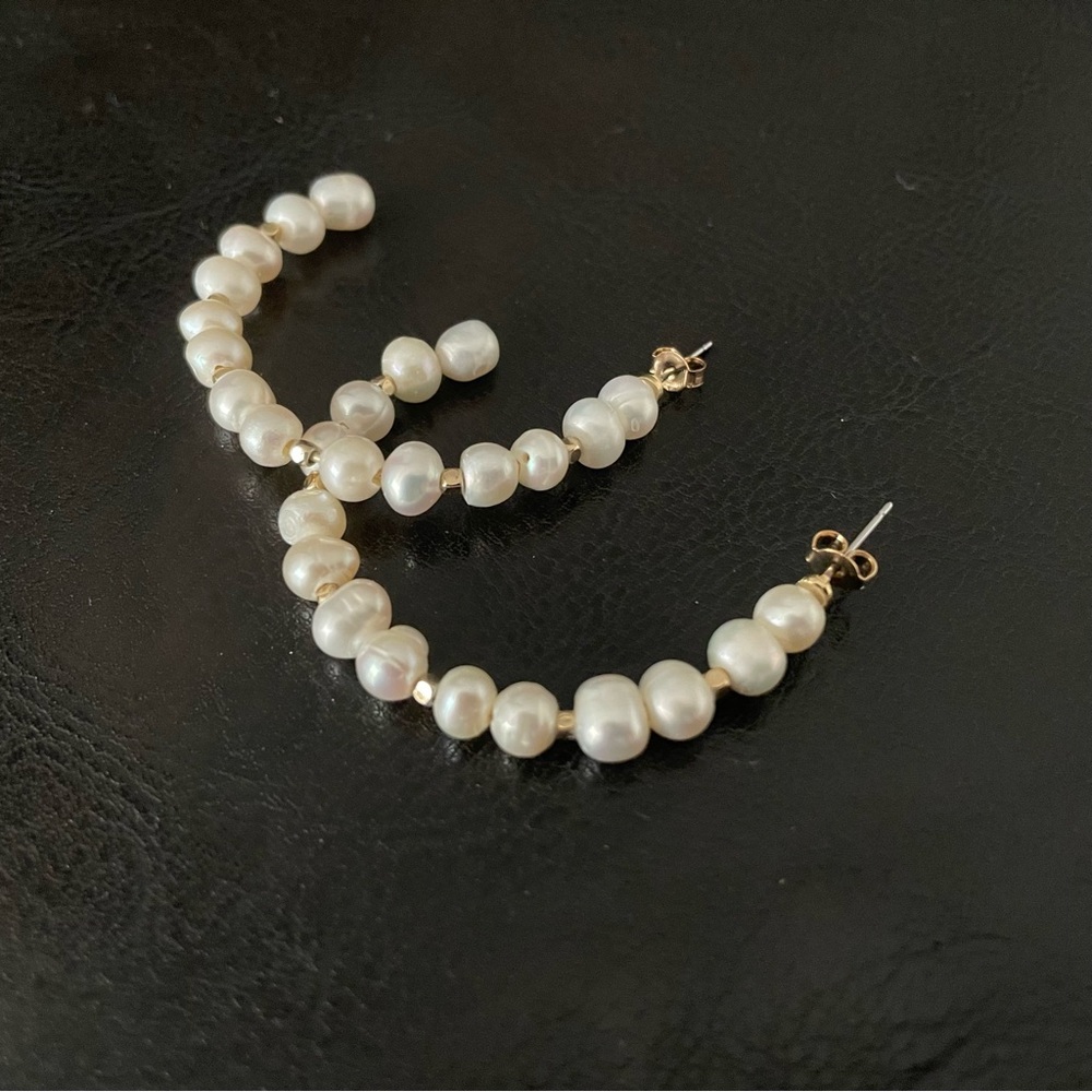 Pearl hoop earrings